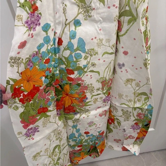& Other Stories Floral Ruffle Linen Midi Dress Size 8 - Picture 11 of 12